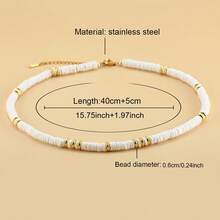 1 件男女通用夏季海滩贝壳珠项链，酷炫冲浪风格珠宝 - 彩色 - 查看 15