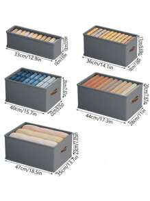 1PC Grey Clothes Storage Box, Oxford Cloth Foldable Drawer-Type Clothes Storage Box, Household Non-Compartment Wardrobe Jeans Sweater Finishing Box