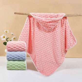 1 件男女通用婴儿连帽毛巾，纯色简约设计，超柔软新生儿浴巾，独特婴儿连帽毛巾，多功能儿童浴巾斗篷，柔软舒适的卡通儿童连帽浴巾