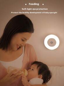 USB Rechargeable Round Magnetic USB Night Light, Touch Control, 3-Color Adjustable, Dimmable, Suitable For Breastfeeding, Diaper Changing, Bedroom, Hallway, Bathroom, Travel