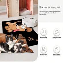 1 pieza Alfombra de alimentación para mascotas con estampado de huellas de perro "Bienvenido a Casa", de secado rápido y fácil de limpiar, para tazón de comida de perro/gato, almohadilla para jaula de mascotas, apta para todas las estaciones