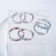 1 Stück minimalistisch eleganter 925 Silber Kubikzirkonia geometrisch quadratischer Ohrring, geeignet für Bankette, Hochzeiten, Partys