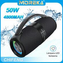 MOREKA Altavoz Bluetooth inalámbrico portátil, batería grande de 4800 mAh para una batería de larga duración, reproducción de alta potencia de 50 W, fidelidad de graves, adecuado para regalos navideños, adecuado para reuniones en casa, fiestas navideñas, reuniones, campamentos al aire libre, reproductor de música para escalar montañas - Gris - Ver 2