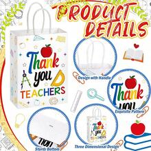 2个/6个/12个/24个装纸质教师感谢礼品袋，苹果铅笔尺子设计，带提手，适合教师节派对装饰、生日、节日礼物，送给老师、同事、团队 - 彩色 - 查看 3