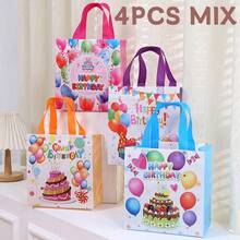 24/16/12/8/4pcs/Set 23*22*11CM Non-Woven Fabric Happy Birthday Tote Bags, Party Birthday Gift Bags, Reusable For Family Birthday Celebration Gift Packaging And Decoration