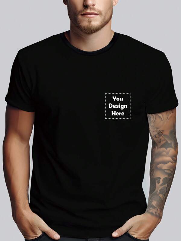 T-shirt d'été personnalisé pour homme, T-shirt et chemise personnalisés pour homme - Ajoutez votre propre texte et images (photo de famille/selfie/photo d'animal de compagnie/photo d'amis/logo d'entreprise) pour concevoir votre propre T-shirt imprimé personnalisé. Style , mode, hipster, sobre, costume facile, mode modeste, chic minimaliste, personnalisation casual, unique, cadeau idéal personnalisé pour lui, famille, petit ami, amis, enfants pour les anniversaires, les vacances