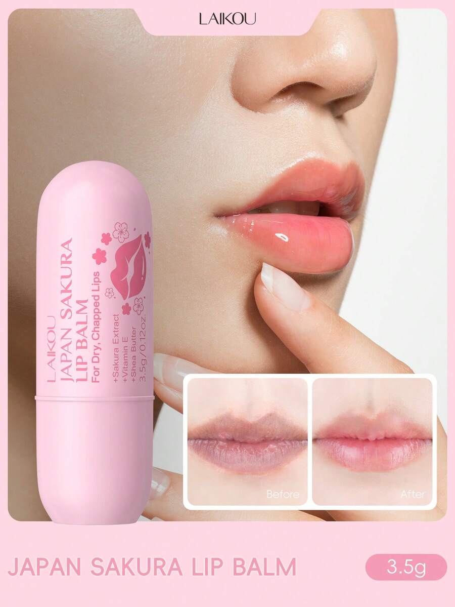 1支 LAIKOU 日本樱花保湿润唇膏 3.5g，抗皱唇油去角质唇部护理，送给女朋友的礼物，化妆品 - Sakura - 查看 1