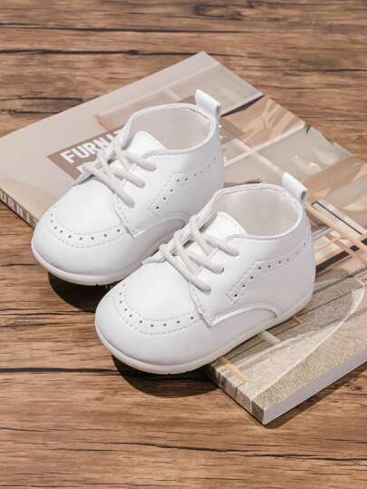 Fashion Versatile Breathable Solid Color Lace-Up Infant/Toddler Walking Shoes