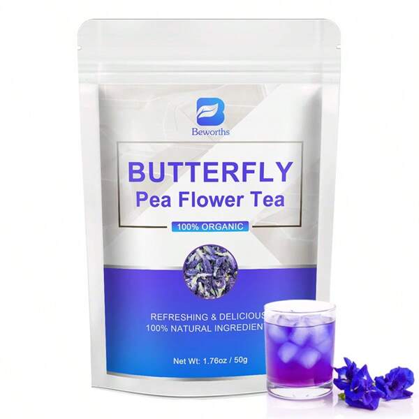 100g Premium Organic Butterfly Pea Flower Dried Herbal Tea – Natural Clitoria Ternatea For Immune System Boost, Brain Health Support, Enhanced Blood Flow, Vision Improvement, Hair Loss Prevention & Anti-Aging Benefits