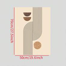 1pc Vintage Geometric Oil Painting With Solid Wooden Frame, Bohemian Style Living Room Wall Art Decoration For Bedroom, Study,Canvas,Poster Gifts Birthday Graduation