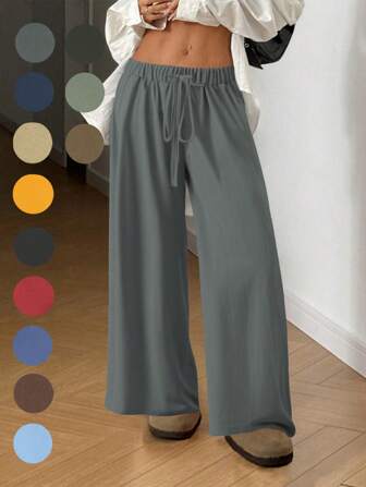 2025新款秋季早秋休闲女士长裤适合约会、学生装、日常出行。基础百搭，休闲、沙滩等场景，休闲女士长裤，腰部抽绳设计，适合外出穿着，也可作为家居服。