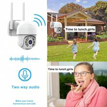 [Visione notturna ad alta definizione] Telecamera di sicurezza senza fili con rotazione a 360°, 1080P, audio bidirezionale + rilevamento umano AI, sorveglianza interna/esterna domestica/aziendale impermeabile