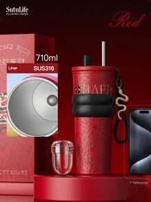 Vaso aislado de gran capacidad de 500ml/700ml/710ml - Taza de café de acero inoxidable con tapa, vaso de viaje para bebidas calientes y frías, compatible con portavasos de coche, material, tapa con orificio y portaboquillas, banda de silicona antideslizante, portátil y duradero para uso en exteriores, campamento, oficina, como regalo de botella de agua para la novia, estudiante, vuelta al cole del chico