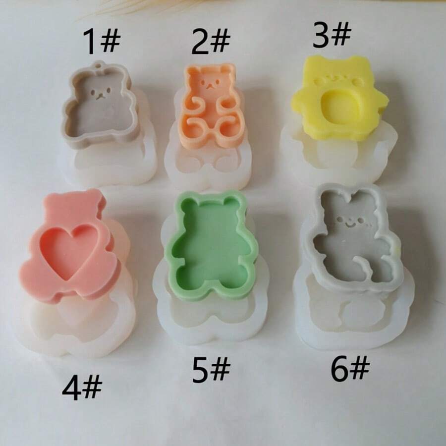 可爱小熊DIY手工香氛石膏多功能硅胶模具 - 白色 - 查看 1