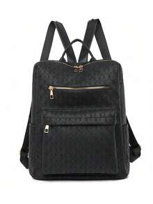 LECEY Retro PU Leather Convertible Backpack Purse - Spacious Two-Way Design With Laptop Compartment And Adjustable Shoulder Straps - Perfect For Travel, Work, School, And Everyday Use - Black - View 1