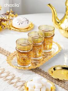 choxila 6/12pcs Set Of Arabic Coffee Cups, Moroccan Tea Cups, Glass Cups, Glass Cup Sets, Mint Tea Cup Sets, Traditional Arabic Glass Tea Cup Sets, Versatile Drinking Glass Cups, Ramadan Gifts - 130ml - View 5