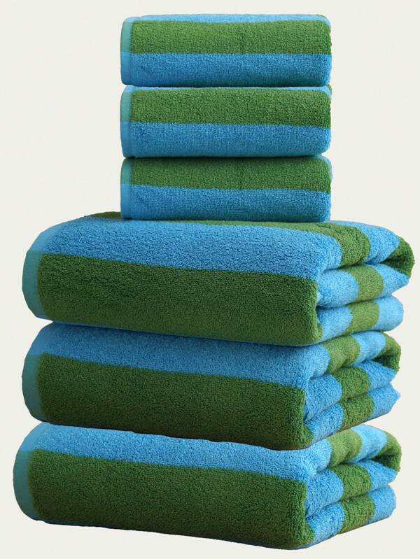 QIBHI 1/3pcs Multicolor Striped Bath Towel/Face Towel, Absorbent Bathroom Towel, Suitable For Home, Hotel, Bath, Pool, Gym, Beach For Beauty Salon Home Bathroom