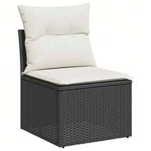 vidaXL Set Divano Da Giardino 6 Pz Con Cuscini Nero In Polyrattan - Black - View 5