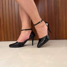 Show Show Scarpin Salto Alto de Fivela Sapato Sandalia Bico Fino Stilleto