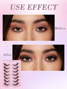 FindLove 7 Pasang Bulu Mata Imitasi Mink Alami, Ringan & Lembut, Buatan Tangan, 10-16mm, Sangat Ringan, Tampilan Alami, Bulu Mata Individual, Cocok untuk Riasan, Bulu Mata Strip, Bulu Mata, Bulu Mata Palsu - Bulu Mata Halus - View 2