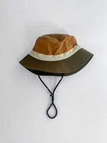 1pc Wide Brim Quick Dry Color Blocking Outdoor Bucket Hat, Men Hiking Fishing Sun Protection Cap, Suitable For Camping, Hiking, Traveling, Summer Men's Sun Hat Summer Hat, Suitable For Summer Outdoor Activities Such As Hiking And Fishing