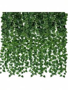 12 Packs 86ft Artificial Ivy Greenery Garland, Fake Vines Hanging Plants Backdrop For Room Bedroom Wall Decor, Green Leaves For Jungle Theme Party Wedding Decoration - 12 Pcs - View 1
