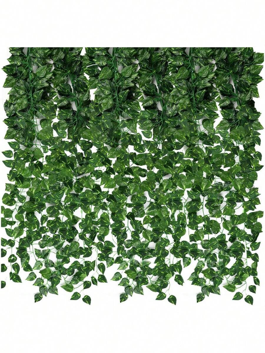 12 Packs 86ft Artificial Ivy Greenery Garland, Fake Vines Hanging Plants Backdrop For Room Bedroom Wall Decor, Green Leaves For Jungle Theme Party Wedding Decoration - 12 Pcs - View 1