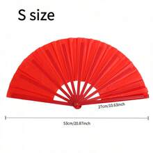 1pc Red Plastic Ribs Fan, Tai Chi Kung Fu Performance Fitness Fan, Dance Fan, Accessory For Red Costumes Summer Cooling,Beach,Travel - Red - View 5