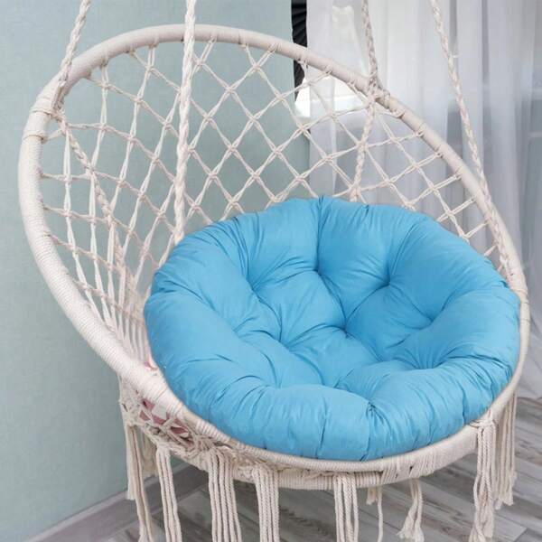 1 PIEZA Cojín para silla Papasan, estera de silla de jardín multifuncional, cojín redondo para silla de exterior suave y transpirable con acolchado, cojín grueso para silla colgante de patio con lazo antideslizante y funda extraíble, decoración de habitación estética, decoración del hogar, decoración de la sala de estar, cojín para asiento de silla de oficina
