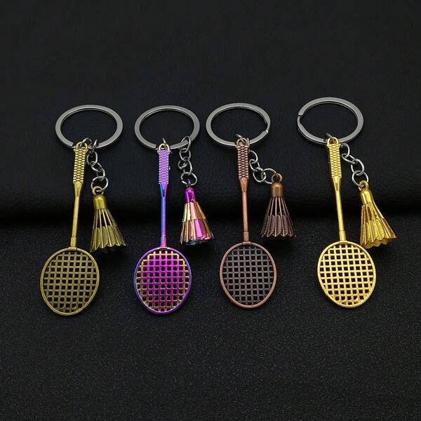 Chaveiro criativo de liga metálica para raquete de badminton, pingente de lembrança esportiva para bolsa, carro, acessório, pequenos presentes, atacado, joias de liga de zinco estilo boho de cor sólida, acessórios de verão para carro, bolsa, mochila, pingente para escola
