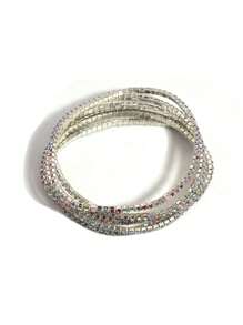 6 Stücke luxuriöses mehrlagiges Strass-Armband, bunter, glänzender, eleganter, minimalistischer Armband-Entwurf für Frauen, Modezubehör für den täglichen Gebrauch, Partys, Strand im Sommer