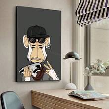1 件有趣的动物猴子戴帽子时尚无聊海报帆布画现代家居客厅卧室房间酒吧咖啡馆装饰可选框架 - 彩色 - 查看 72