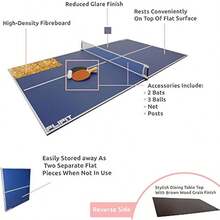 Flipit 6ft Table Tennis Top Indoor Games Table Table Tennis Set Inc. Bats Balls Net Posts For Families Adults And Reversible Ping Pong Folding Top - Blue - View 3