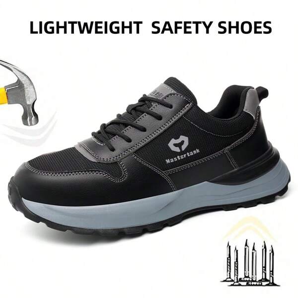 Calçados de segurança leves para homens e mulheres, anti-esmagamento e anti-furos, biqueira de aço de plástico, isolados, sola de EVA macia, antiderrapante, resistente ao desgaste, respiráveis e modernos, calçados de trabalho para o verão