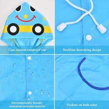 Impermeable Para Niños Ponchos De Lluvia Para Niños Capa De Lluvia Para Niños Poncho Impermeable Chubasquero Con Capucha Poncho De Lluvia Para Ciclismo Pegamento Para Pvc - Azul - Ver 4