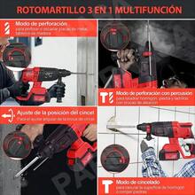 Seokiwi Rotomartillo Taladro Inalámbrico Sds-plus 3200w 2*4.0ah 4en1 - Rojo - Ver 2