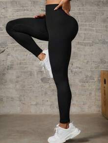 RIBBED, FULL-BODY LEGGINGS – HIGH COMPRESSION & SEAMLESS TECHNOLOGY - màu đen - Xem 4