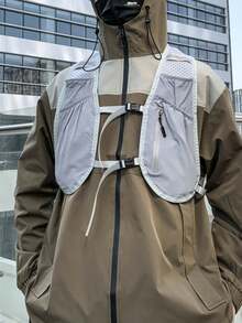 1 件纯黑/灰色反光带休闲个性街头风格男士胸包，适合户外运动、骑行、徒步旅行，可容纳手机、身份证、银行卡、钥匙，是节日和男士礼物的必备品