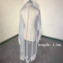 Velo de novia de 1.5M/3M de largo de encaje de pestañas de alta gama para Halloween 2025, velo de boda blanco/marfil, mantilla de boda, ropa de otoño para mujeres