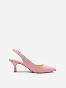 Zapatos de tacón bajo con punta puntiaguda y hebilla decorativa para mujer, estilo stiletto, para vestido de novia, elegantes, de color liso, para boda - Rosa - Ver 9