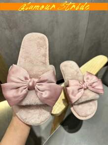 Elegantes pantuflas de mujer con lazo de terciopelo rosa para Día de San Valentín, fiestas y el hogar. Color rosa, negro, suela antideslizante de TPR de alta calidad y durable. Un poco costosas pero cuídate a ti misma, te amo (520), pantuflas para el Día de San Valentín