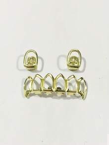 1 conjunto de grelhas de dentes hip-hop com tampa oca brilhante e totalmente perfuradas, decoração para festa, presente unissex para o Dia dos Namorados - Multicolorido - Ver 11