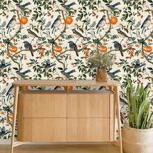 1 Roll Vintage Birdhouse On Orange Tree Branch Peel And Stick Wallpaper, Waterproof Contact Paper, Removable Sticker Wallpaper, Size: 17.32in*118.1/196.8/393.7in, Suitable For Living Room, Bedroom, Dining Room, TV Background Wall, Home Decor, Cabinet, Bookshelf, Desk, Chair, Furniture Renovation, DIY, Easy To Cut - Multicolor - View 2