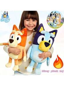 Bluey Jouets en peluche de la famille Bluey et Bingo, chien de dessin animé de 28 cm/11 pouces, animaux en peluche doux, poupées en peluche, cadeaux parfaits pour les anniversaires, très adaptés pour les festivals, les fans et les cadeaux, cadeaux parfaits pour les fêtes et les vacances, jouets de carnaval