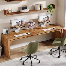 Tribesigns 78.7 Inches Long Computer Desk, Wooden Extra Long Desk, 2 Person Large Writing Table For Home Office - Brown - View 3