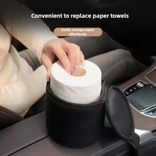 Porta-lenços elegante para carro - Dispensador de papel toalha de luxo para pendurar no encosto do banco, microfibra, preto e bege, acessório estiloso para interior de carro, acessório de armazenamento para carro | Porta-lenços elegante | Caixa de lenços durável