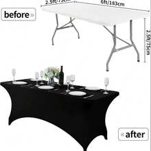 1 包 4-10 英尺桌布，贴合式长方形桌布，弹力面料，6 英尺免熨烫，适用于派对、展会、宴会、婚礼、鸡尾酒会等场合。 - 多色 - 查看 9