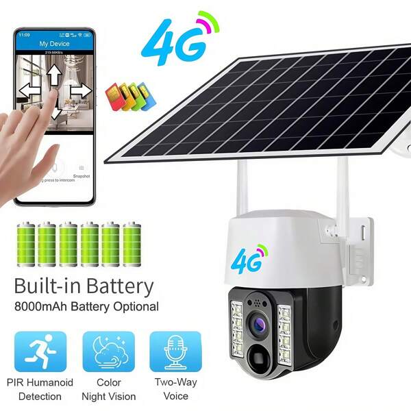 SWVW V380 Pro 2K HD 5MP Outdoor Camera Built-In Battery Solar Camera 4G SIM Card Network Monitor Auto Tracking IP Audio PTZ CCTV Camera, 4G Outdoor And Indoor Security Home Cameras, Wireless 4G Cameras, IP Cameras, PTZ Cameras, Ring Camera