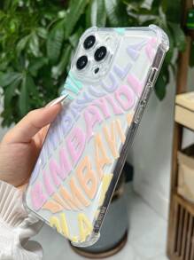 1 pieza Nuevo estuche de teléfono creativo con diseño de letras españolas compatible con 16 Pro Max, 11/12/13/14 Plus, XR/7/8 Plus/15 Pro Max, estuche transparente minimalista y de alta gama con amortiguación de aire, protección corporal completa a prueba de golpes de TPU