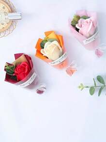 3 Stücke handgefertigte Mini-Rosen-Blumensträuße, Seifenblumen-Sträuße, realistische Blumensträuße als Geschenk zum Lehrertag, Graduierung, Geburtstag, Valentinstag und zur Hochzeitsdekoration